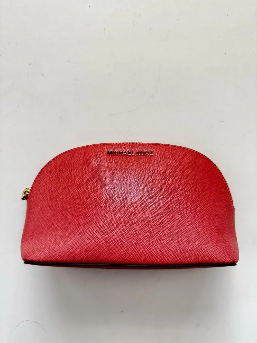 New MICHAEL KORS Coral Saffiano Cosmetic Pouch Case
